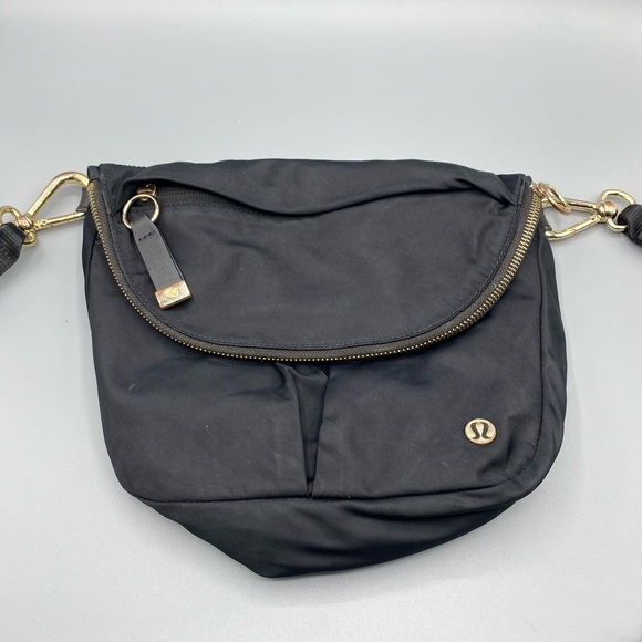 lululemon athletica Handbags - lululemon athletica Black Crossbody Bag with Gold Details​